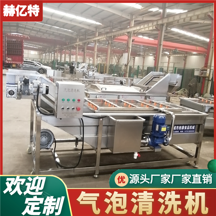 竹笋气泡清洗机 商用瓜果蔬菜清洗设备 净菜清洗风干流水线  赫亿特机械
