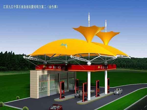 宜春樟树膜结构加油站雨棚厂家/施工案例