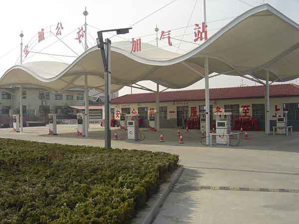 郑州金水膜结构加油站雨棚厂家/施工案例
