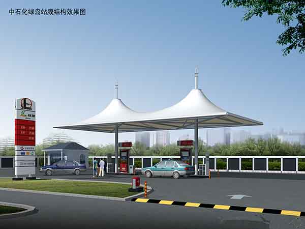 伊春南岔膜结构加油站罩棚安装/案例图片