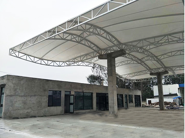 保定高阳膜结构加油站雨棚厂家/施工案例