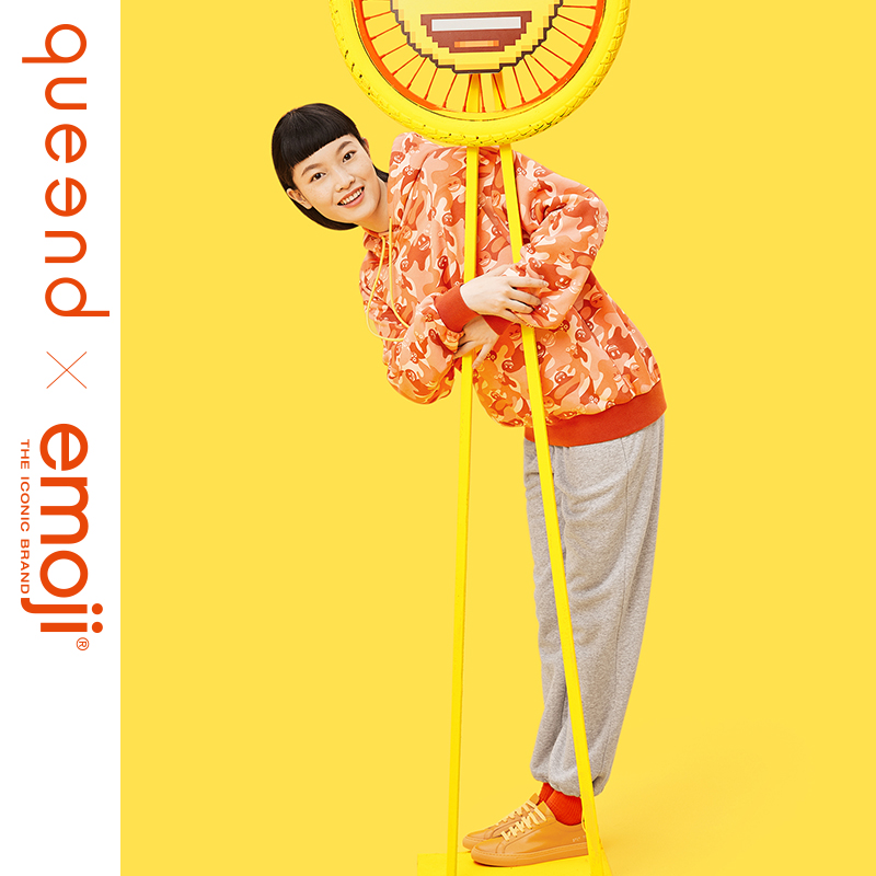 queend淳度emoji联名款H型衣廓 甜酷迷彩 趣味印花秋冬加绒睡衣女