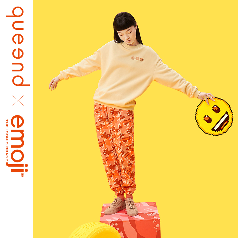queend淳度emoji联名款加厚家居服女秋冬睡衣可外穿休闲套装
