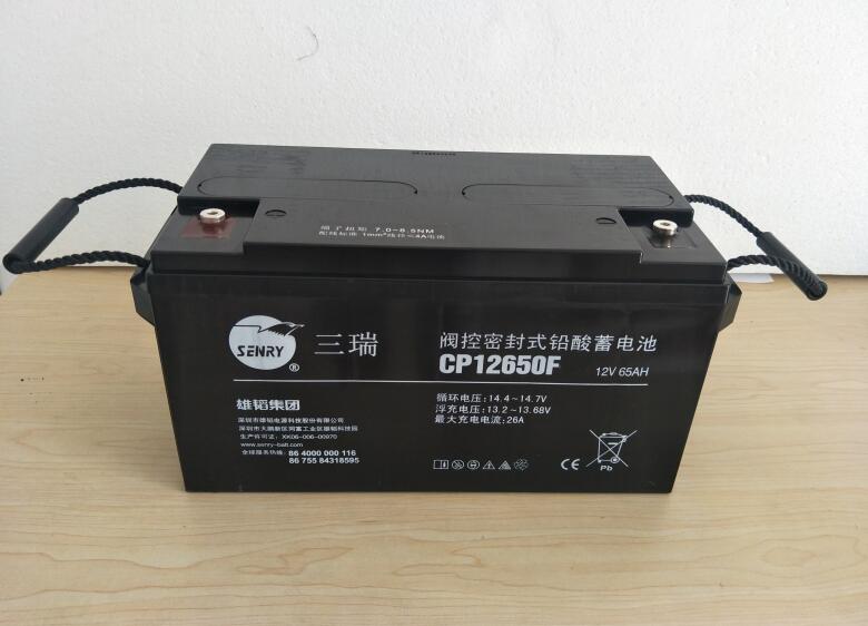 三瑞蓄电池CP12650F 12V65Ah消防 系统UPS直流屏机柜电源