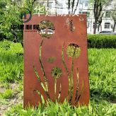 耐候钢板景观文化墙加工 锈色耐候板镂空雕刻造型加工 华建耐候