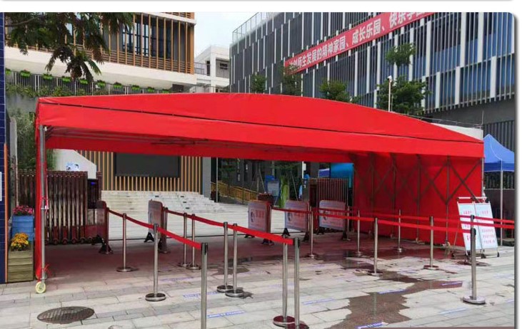 梅州移动推拉棚户外仓库电动推拉雨蓬活动篷折叠遮阳蓬伸缩厂区仓储棚