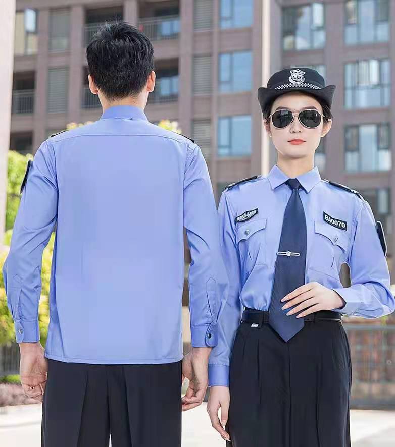 济南物业保安服批发    保安夏季工装衬衣   黑色特勤服批发