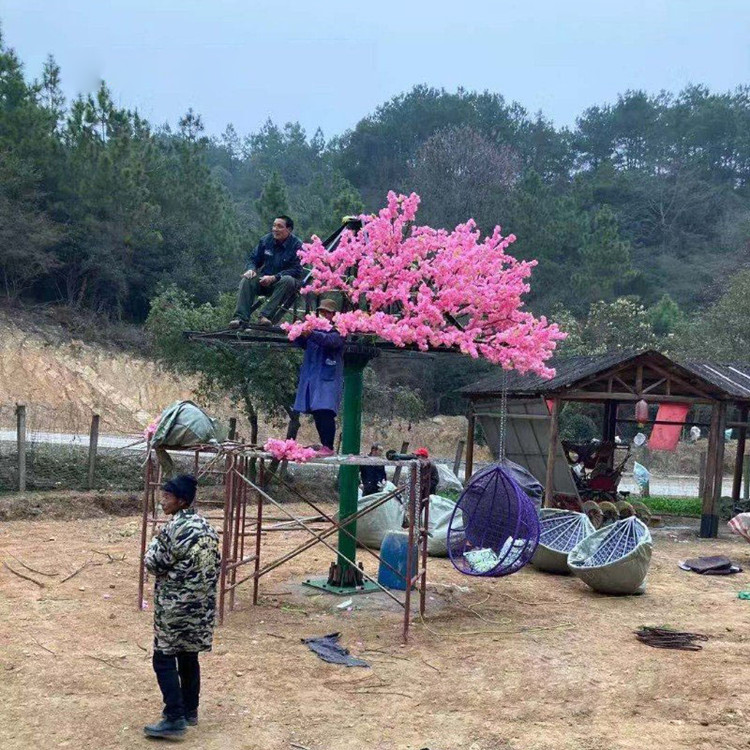 河南嘉普 网红吊篮 无动力仿真树秋千 樱花许愿树 旋转秋千