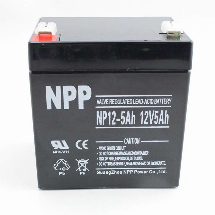 NPP耐普蓄电池12V5AHNP12-5Ah阀控密封式铅酸免维护UPS监控直流屏控制器消防主机门禁