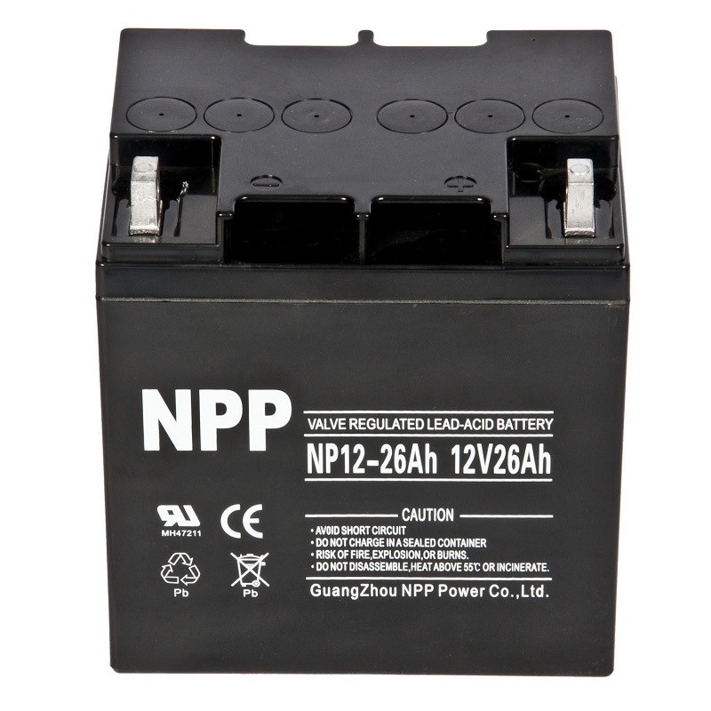 NPP耐普蓄电池NP12-26 12V26AH 免维护铅酸电瓶UPS太阳能直流屏/消防主机/卷帘门
