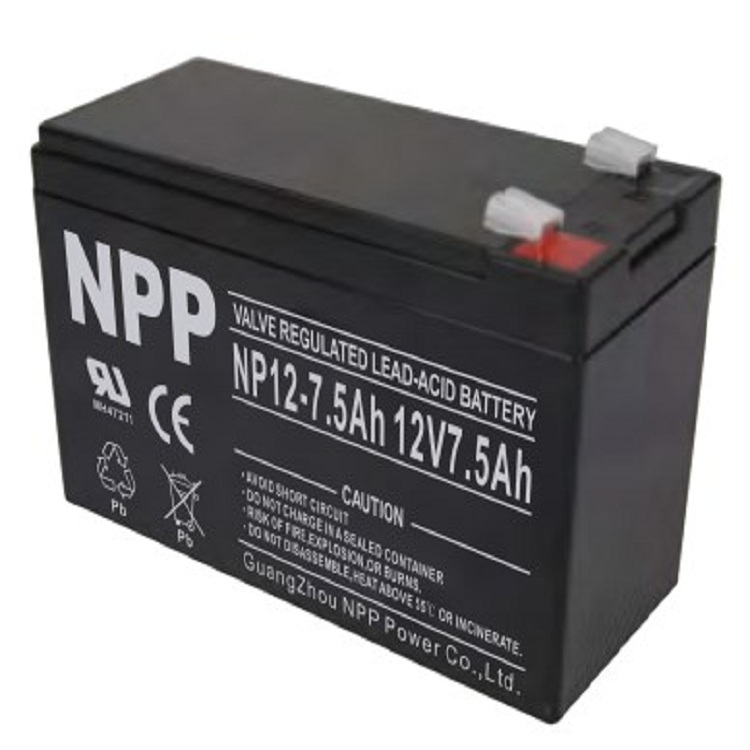NPP耐普蓄电池NP12-7.5电梯12V7.5AH铅酸免维护UPS直流屏消防专用信号塔控制器门禁