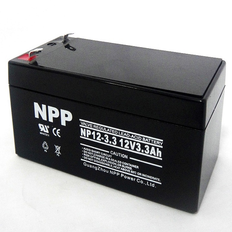 NPP耐普蓄电池NP12-3.3 12V3.3AH 控制器门禁童车应急免维护铅酸蓄电池 电梯专用电池