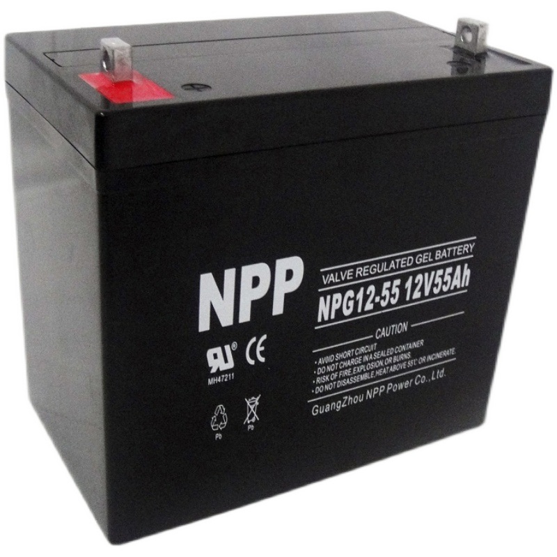 NPP耐普蓄电池NP12-55 12V55AH 免维护铅酸蓄电池 UPS太阳能照明/核电站/机房/