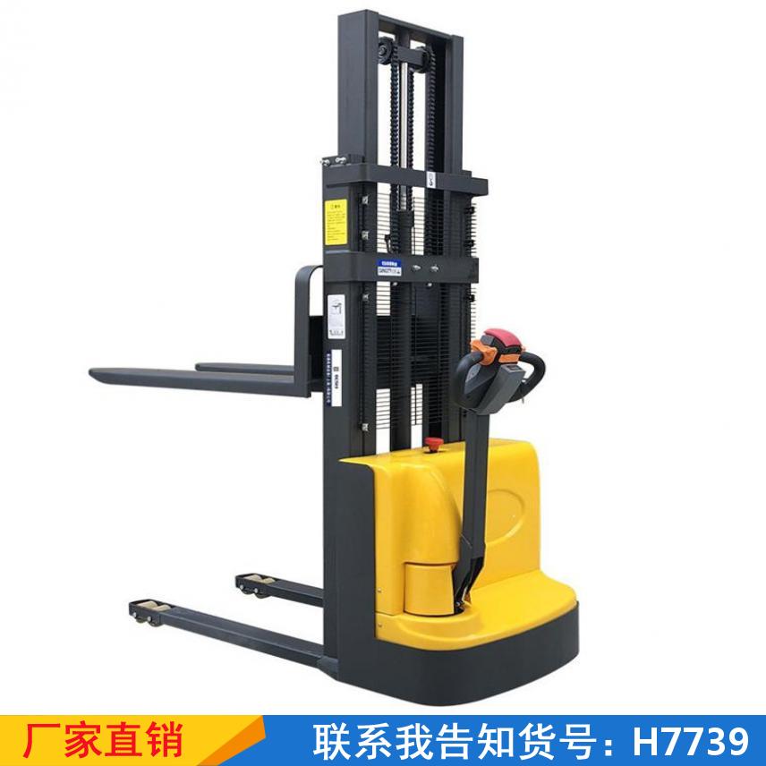 润创电动堆高车 宽支腿半电动堆高车 电动搬运叉车货号H7753