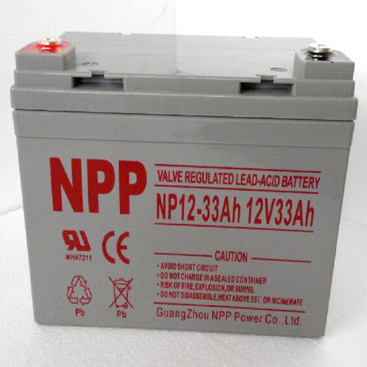 NPP耐普蓄电池NPG12-33免维护12V33AH直流屏 UPS电源 太阳能 消防医疗应急照明电梯
