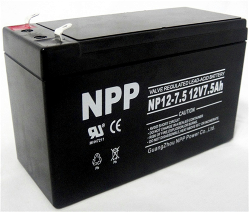 NPP耐普蓄电池NP12-7.5 12V7.5AH 免维护铅酸蓄电池 电梯专用电池医疗照明应急门禁