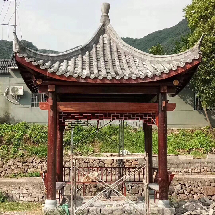 防腐木凉亭加工 六角防腐木凉亭 郑州宏之大木业