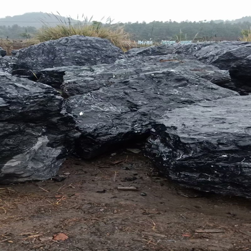万吨黑山石观赏石 黑石头灵璧石 枯山水景观石设计施工