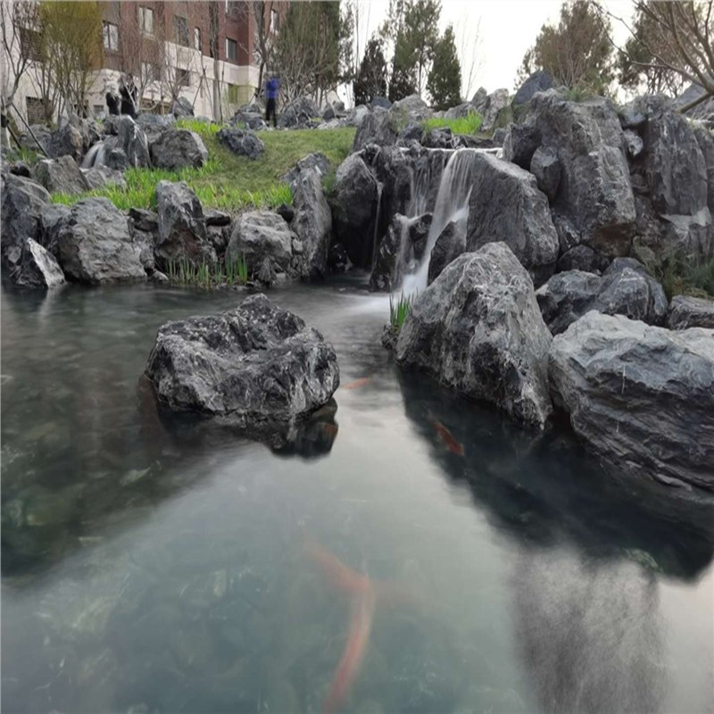 磬航黑山石灵璧石 黑石头假山石 枯山水景观石 假山制作 驳岸石工程