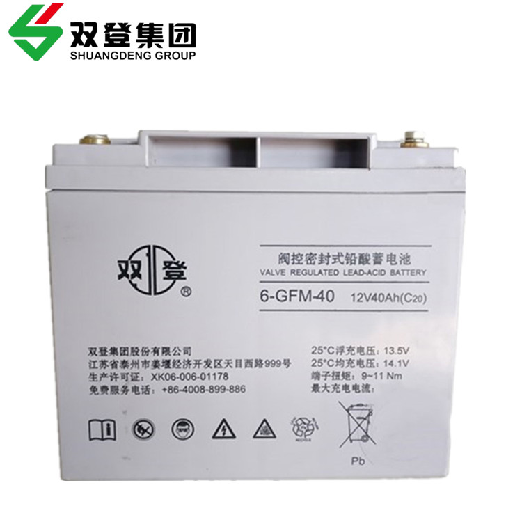  双登蓄电池6GFM-40/12V40AH铅酸免维护UPS电压机房通讯直流屏电瓶发电站机房电信设备逆