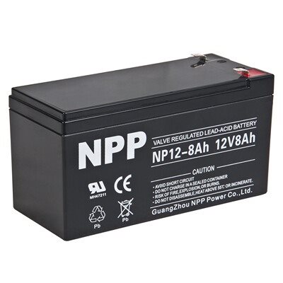 NPP耐普蓄电池NP12-8免维护12V8AH UPS/EPS/直流屏太阳能通讯专用消防医疗照明门禁