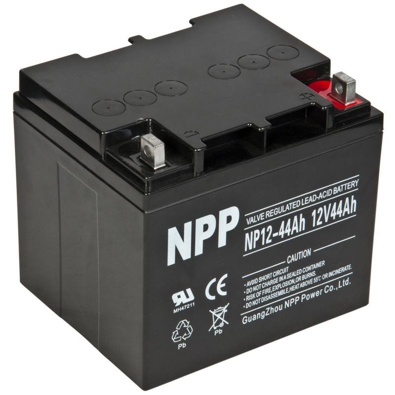 NPP耐普蓄电池NP12-44 12V44AH 报警器 扩音机 UPS不间断电源应急电信医疗设备海湾