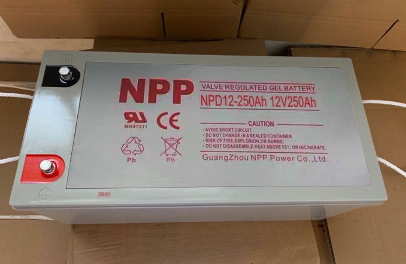 NPP耐普胶体蓄电池NPG12-250AH12V250AH免维护太阳能/直流屏/专用电信医疗逆变器电