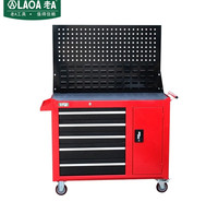 老A（LAOA）工具车 车间带挂板移动工具柜 工具收纳手推车 五层抽屉柜子红色 LA115201 