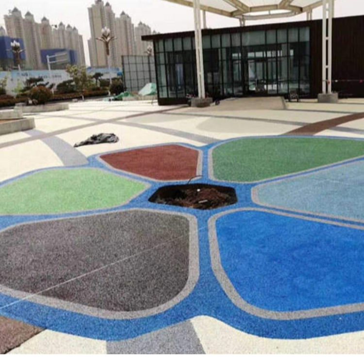 彩色透水道路胶结料 透水地坪 彩色透水道路报价 四川日晨