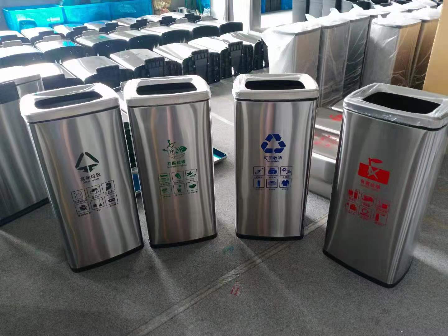 深圳新洁源厂家直销  不锈钢分类大号环卫室外小区钢木双果皮箱拉圾筒垃圾箱