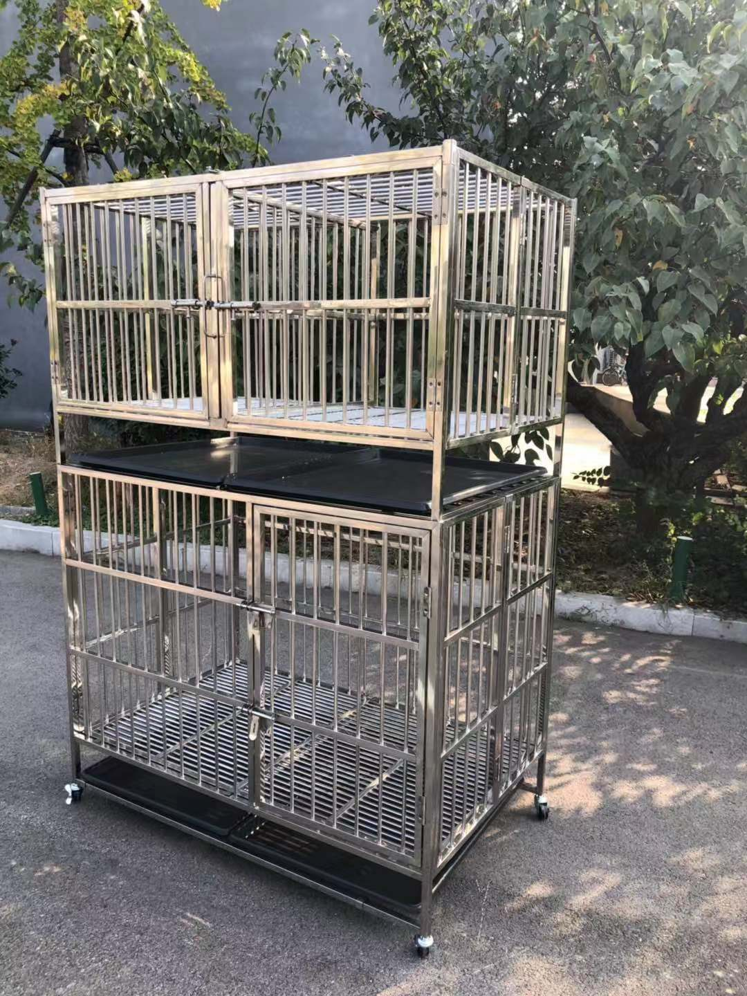 方管不锈钢组合双层狗笼宠物店寄养笼大型犬中型犬小型犬折叠狗笼