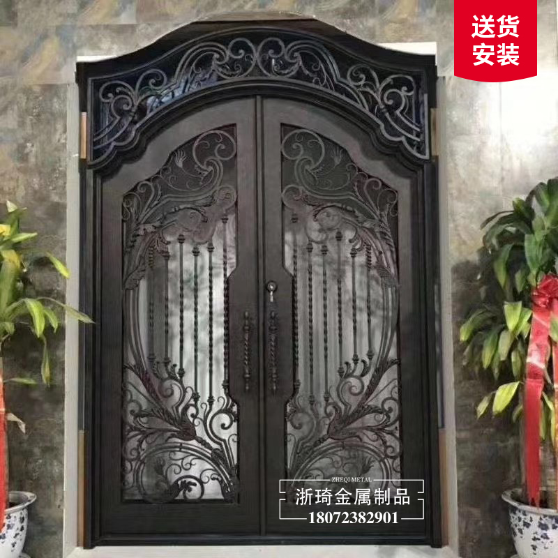 生产铁艺门厂家 平开门式庭院铁艺门 永康浙琦铁艺门进户门 价格咨询