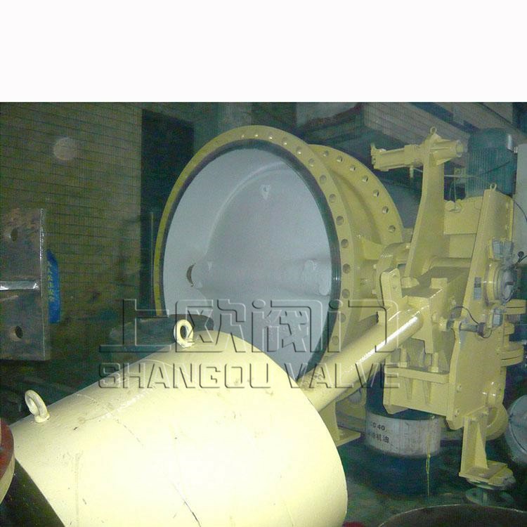 上欧阀门 水电站进水主阀 KD743H重锤蝶阀厂家循环水泵出口