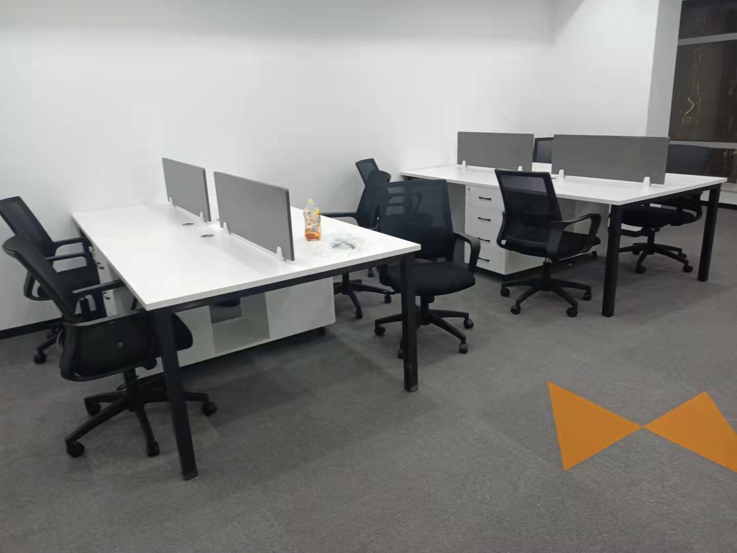 书房家具 简约现代人造板式办公桌简约现代四人位公司职员组装办公家具工作位屏风组合员工桌 双人位-无隔