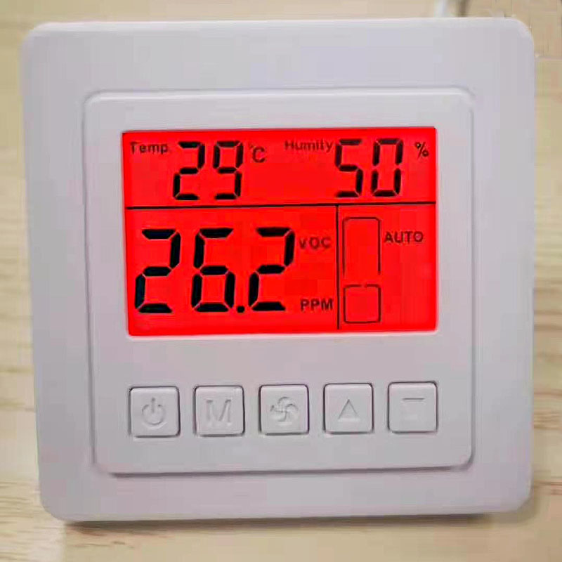 换气机温控器面板5A温湿度显示红黄绿三色背光高中低三速TL-820XF