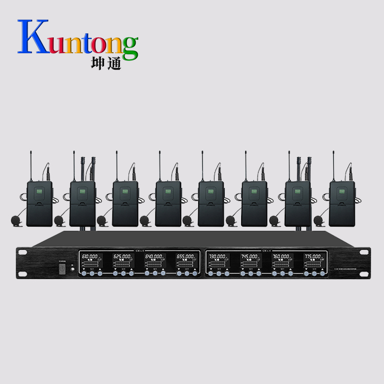 Kuntong坤通KTM-LWM-U808  U段无线领夹话筒一拖八  频率可调 数字液晶界面显示