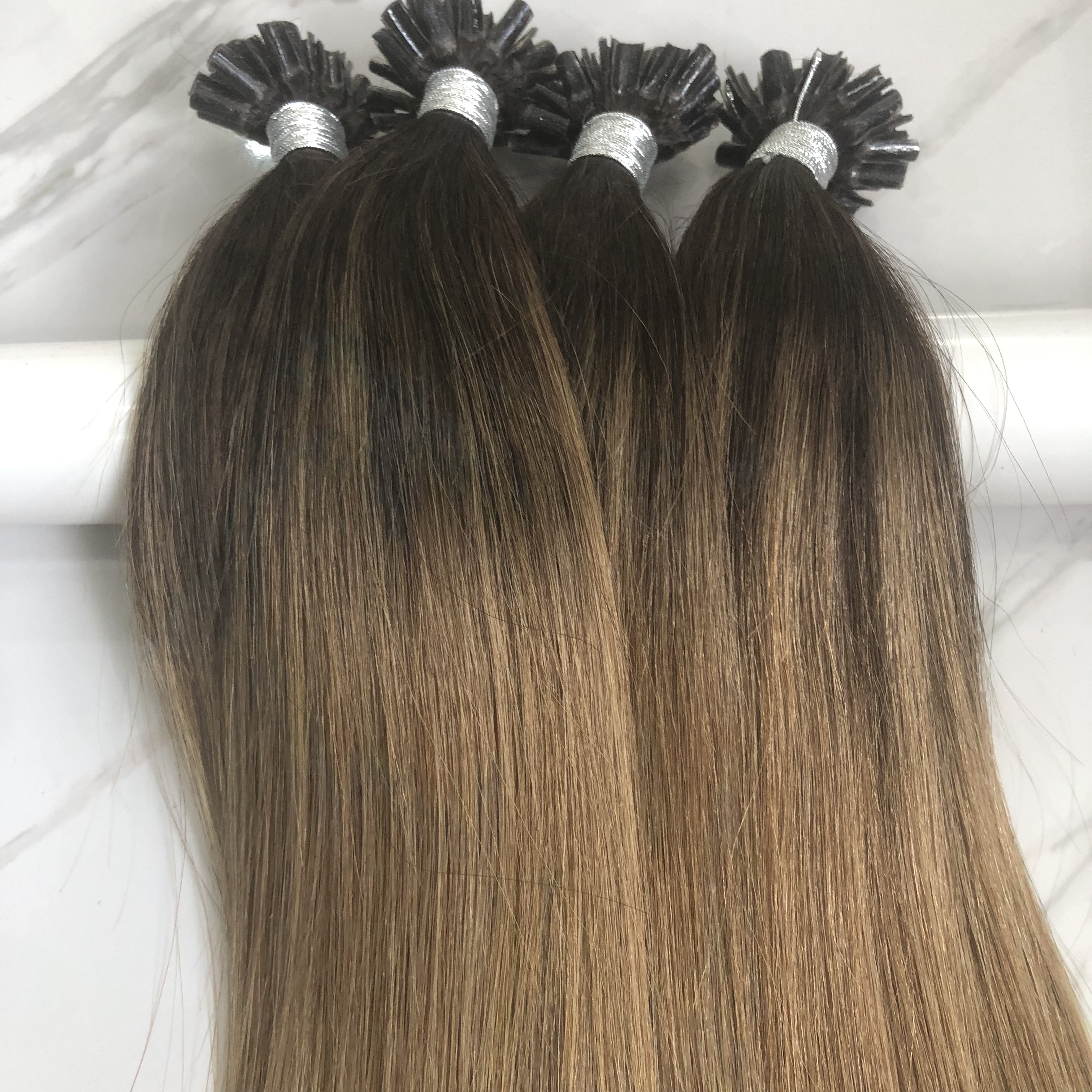human hair无痕接发U/I/K tip hair 可烫染 外贸接发长直发 大量库存现货 公司