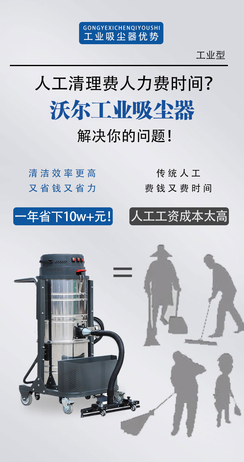 Remove iron oxide scale generated during casting, clean sludge, K3600-2 vacuum cleaner, thicken stainless steel dust bucket