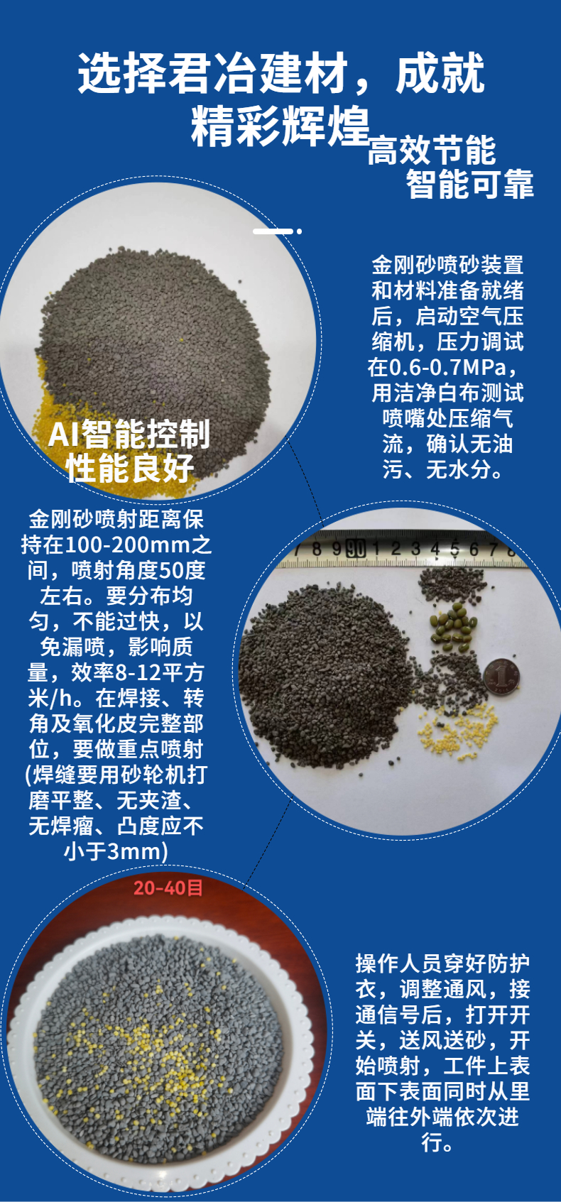 Rust removal, sandblasting, black gold, sky sand, dust reduction, abundant supply of goods, Junye Building Materials