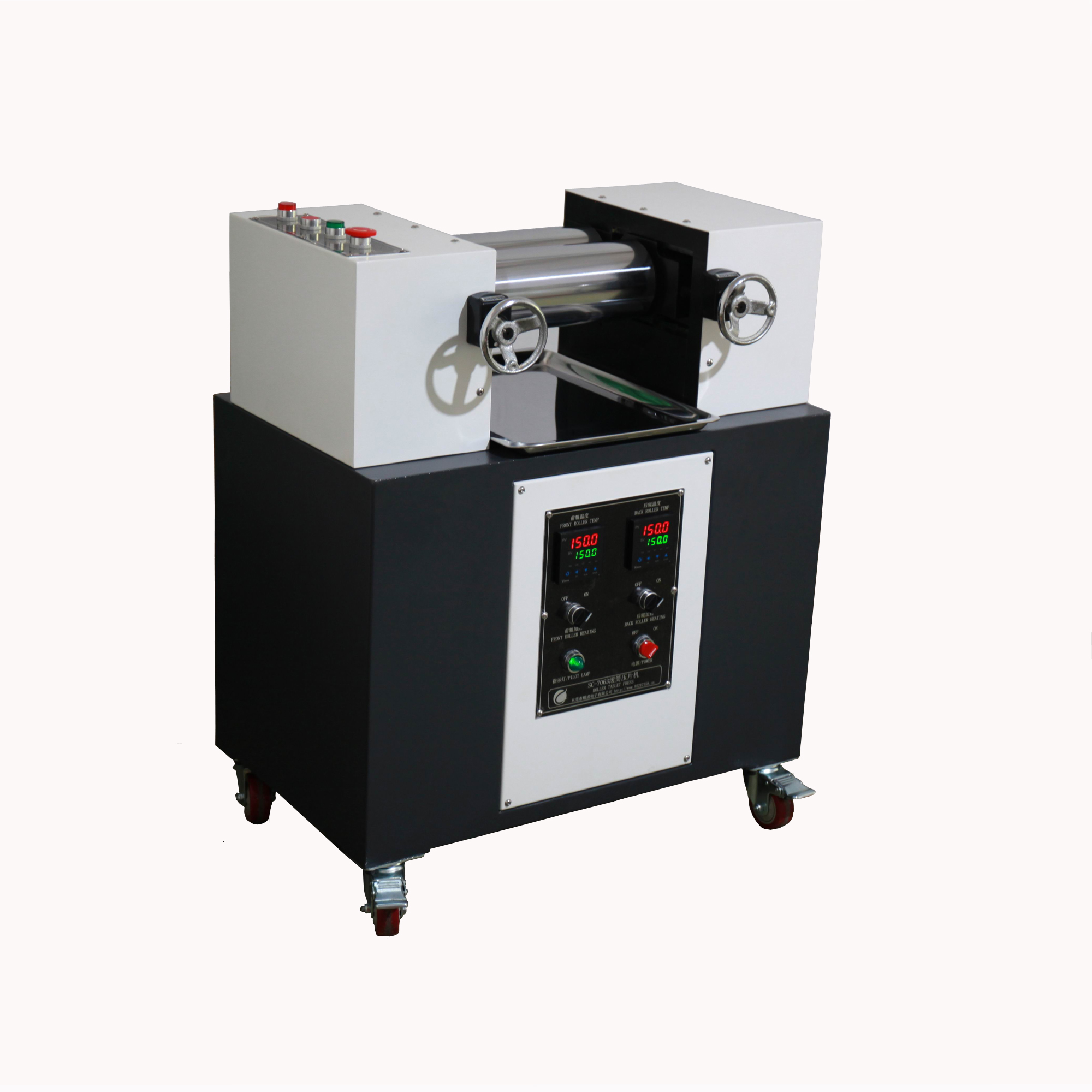 PVC颗粒电加热小型开炼机 塑胶双辊炼胶压片机SC-7063品诚仪器