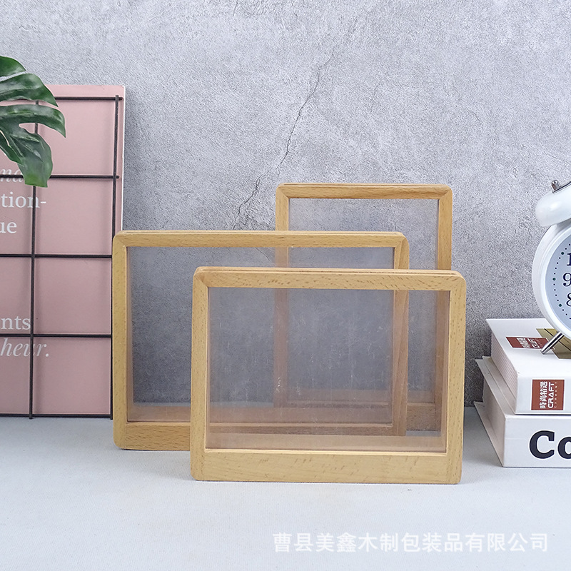 现货榉木梯形相框 批发5678寸创意木相框台历底座