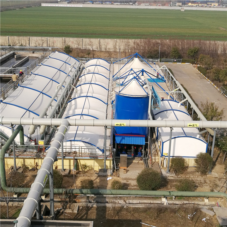 设计污水池加盖膜结构工程 自来水厂钢膜结构雨棚 沼气池反吊膜