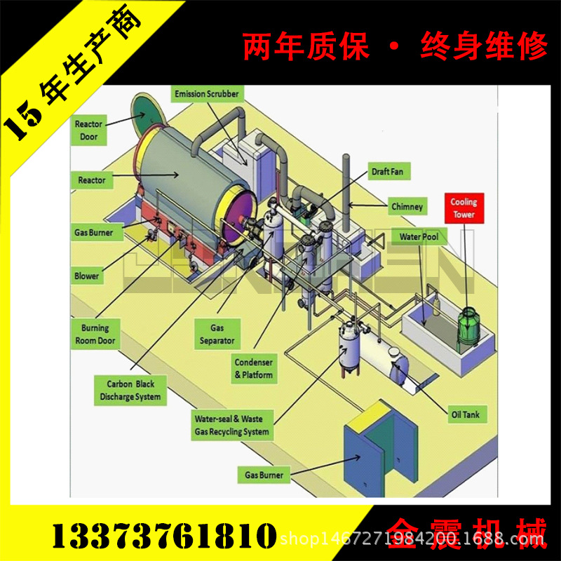 金震废橡胶裂解设备 水池盘管 无污染废轮胎炼油设备 轮胎
