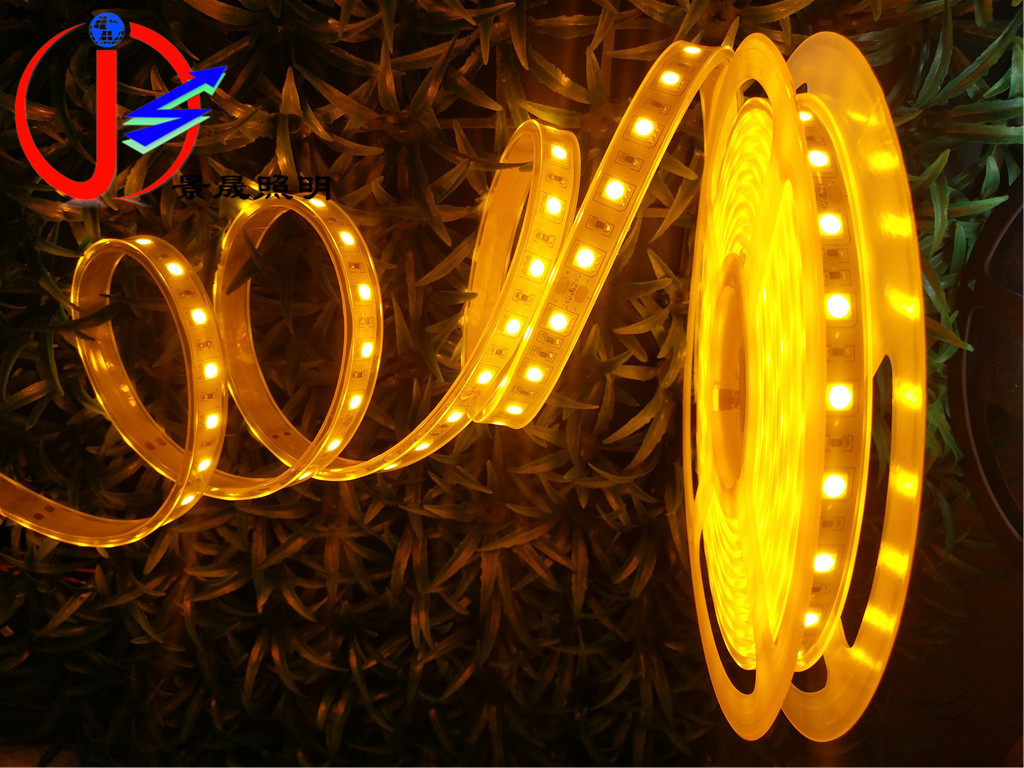 厂家供应60珠/m5050套管LED灯带 24V户外防水LED灯带5050金黄色