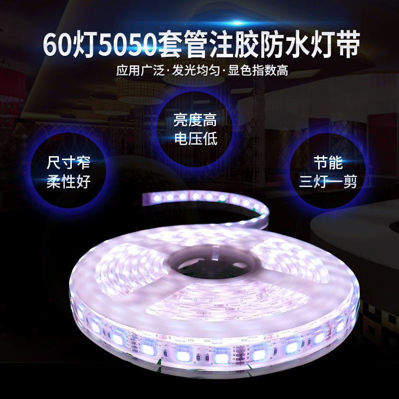5050防水灯带60灯套管灌胶5050防水灯带楼体亮化泳池水底照明用