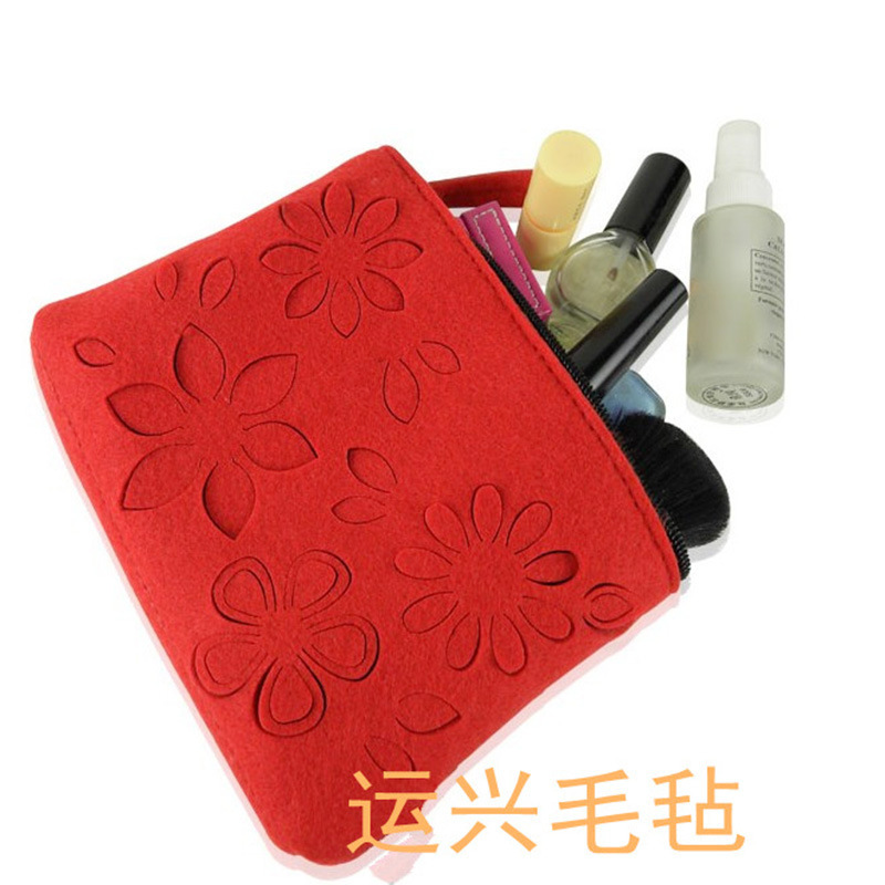 笔袋 新款时尚镂空花纹毛毡简约笔袋 创意精美毛毡笔袋厂家直销
