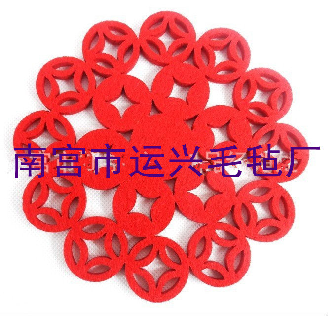 红色中国风 家居布艺毛毡垫  毛毡隔热餐垫 颜色多样 款式可定制