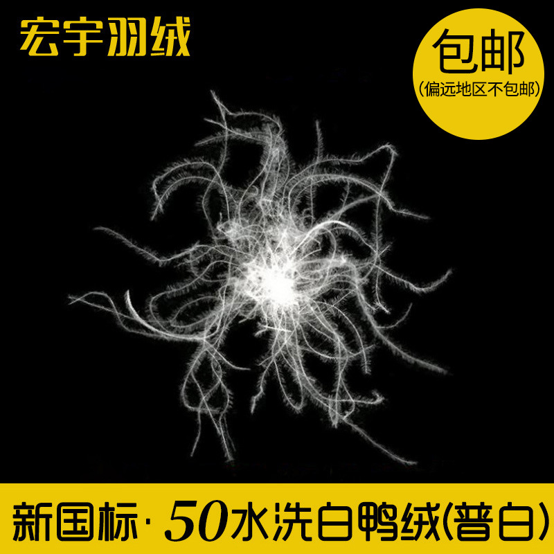 厂家直销新国标50水洗白鸭绒普白蓬松大朵绒50白鸭绒纺织羽绒原料