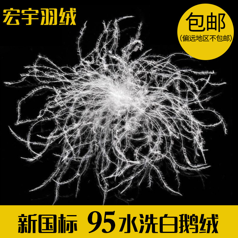 厂家直销95水洗白鹅绒纯白大朵新国标95纺织羽绒羽毛原料填充物