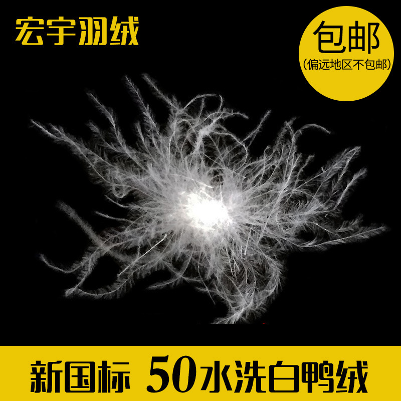 厂家直销新国标50水洗白鸭绒纯白无异味50白鸭绒纺织羽绒羽毛原料